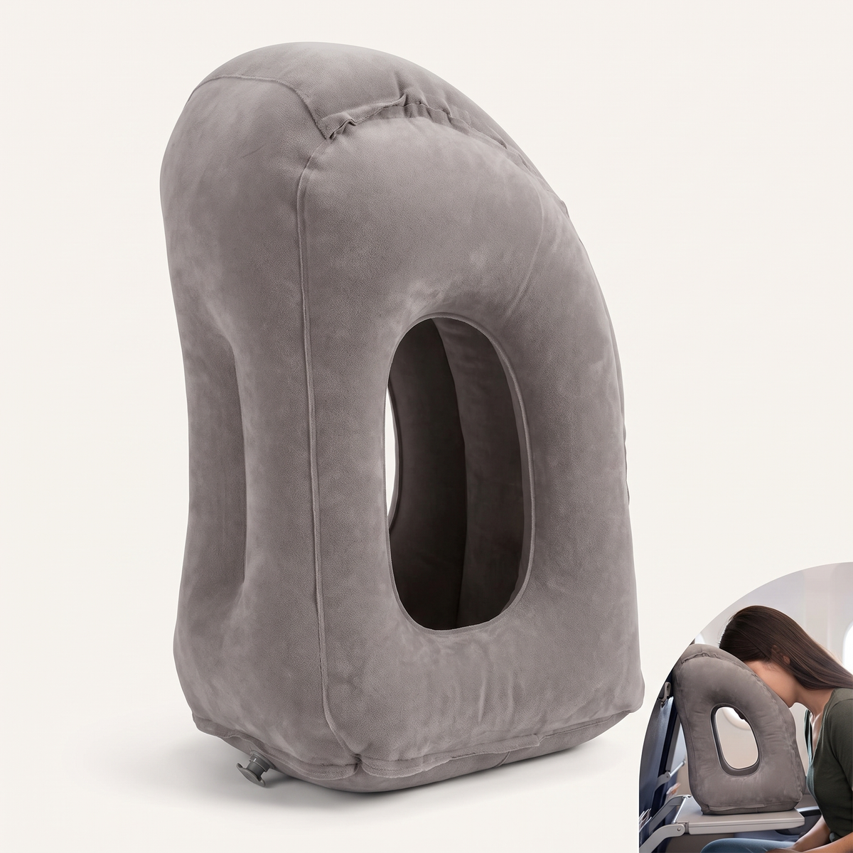 Inflatable travel headrest