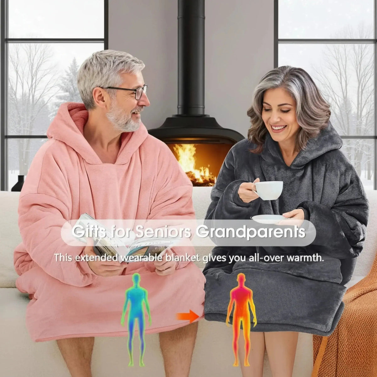 Velmesta Oversized Double Fleece Blanket Hoodie view 3