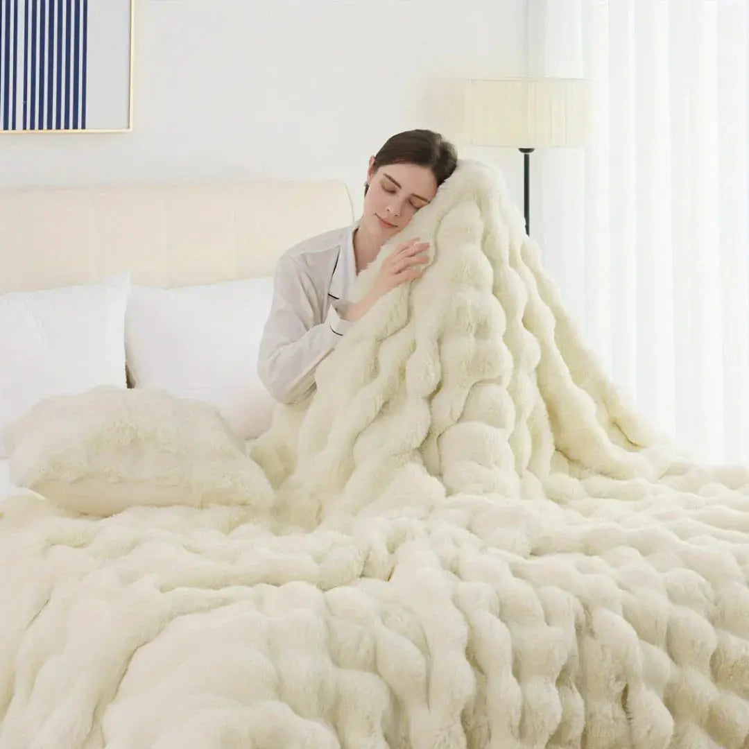 Velmesta Faux Rabbit Fur Throw Blanket view 14