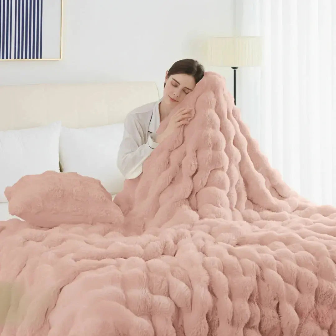Velmesta Faux Rabbit Fur Throw Blanket view 17