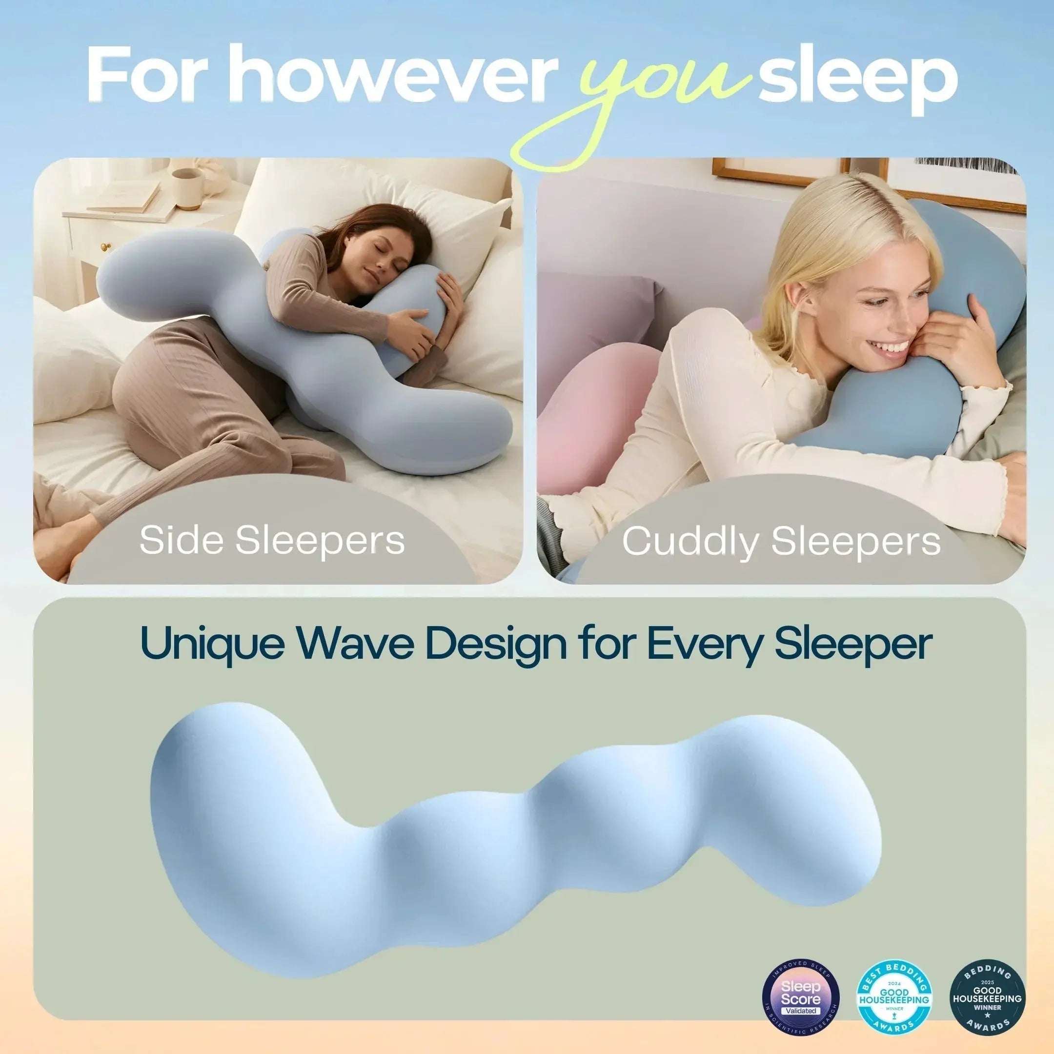 Velmesta Dino Full Body Pillow for side sleeping comfort
