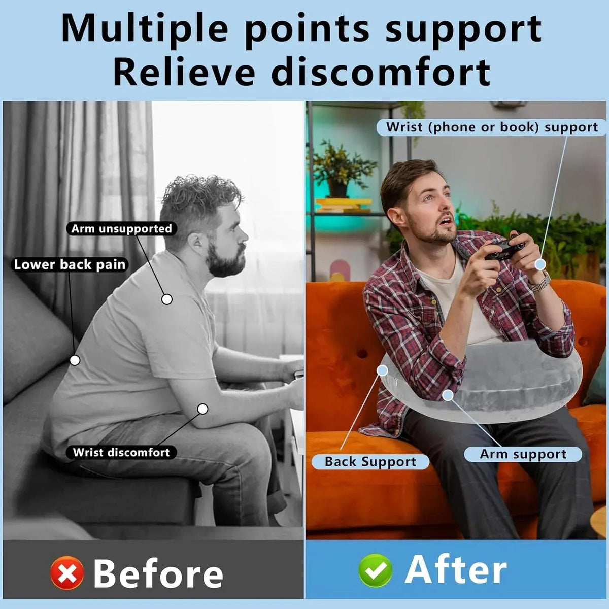 Velmesta U-Shaped Gaming Pillow for Arm Support view 3