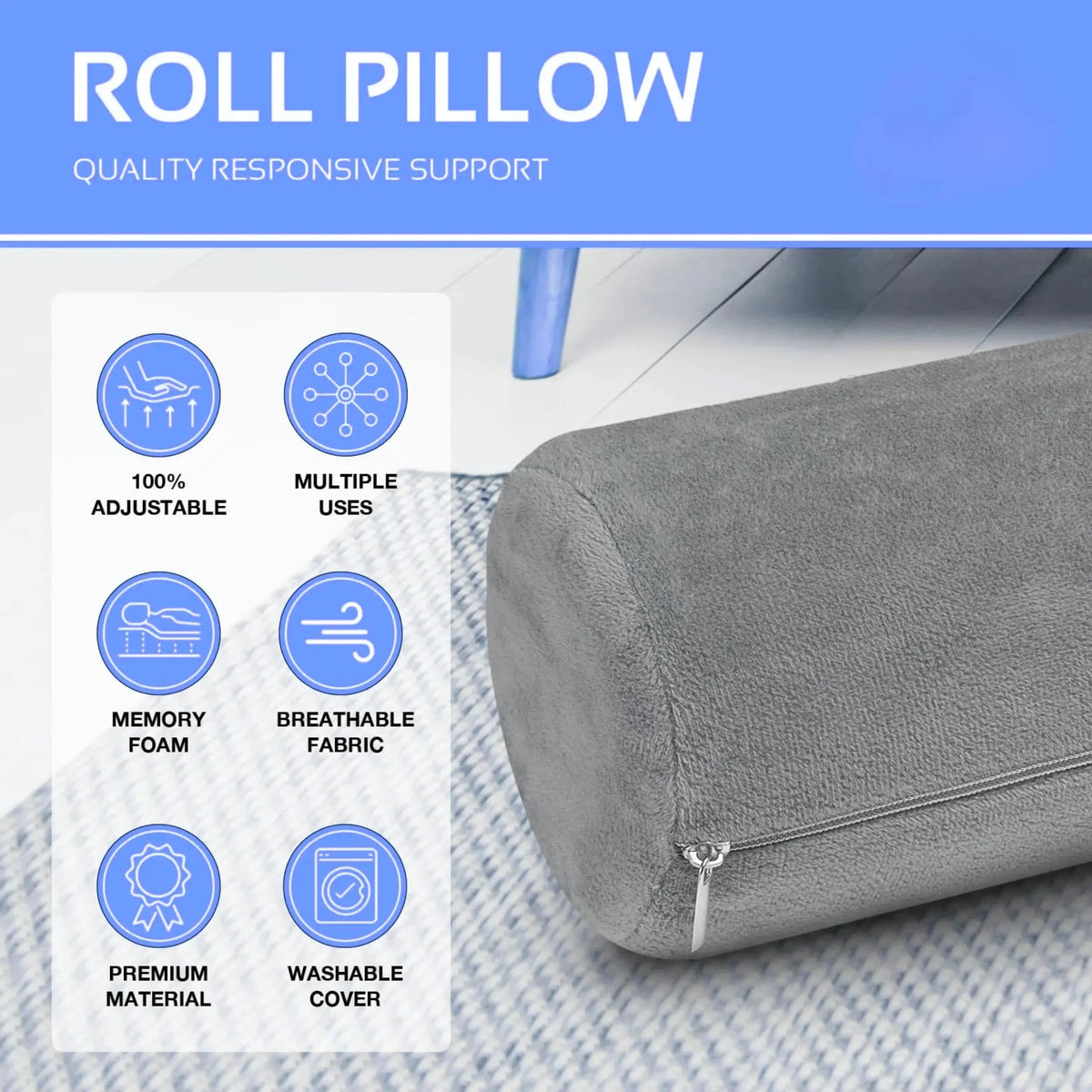 Velmesta Neck Roll Bolster Pillow (2 Pack) view 2