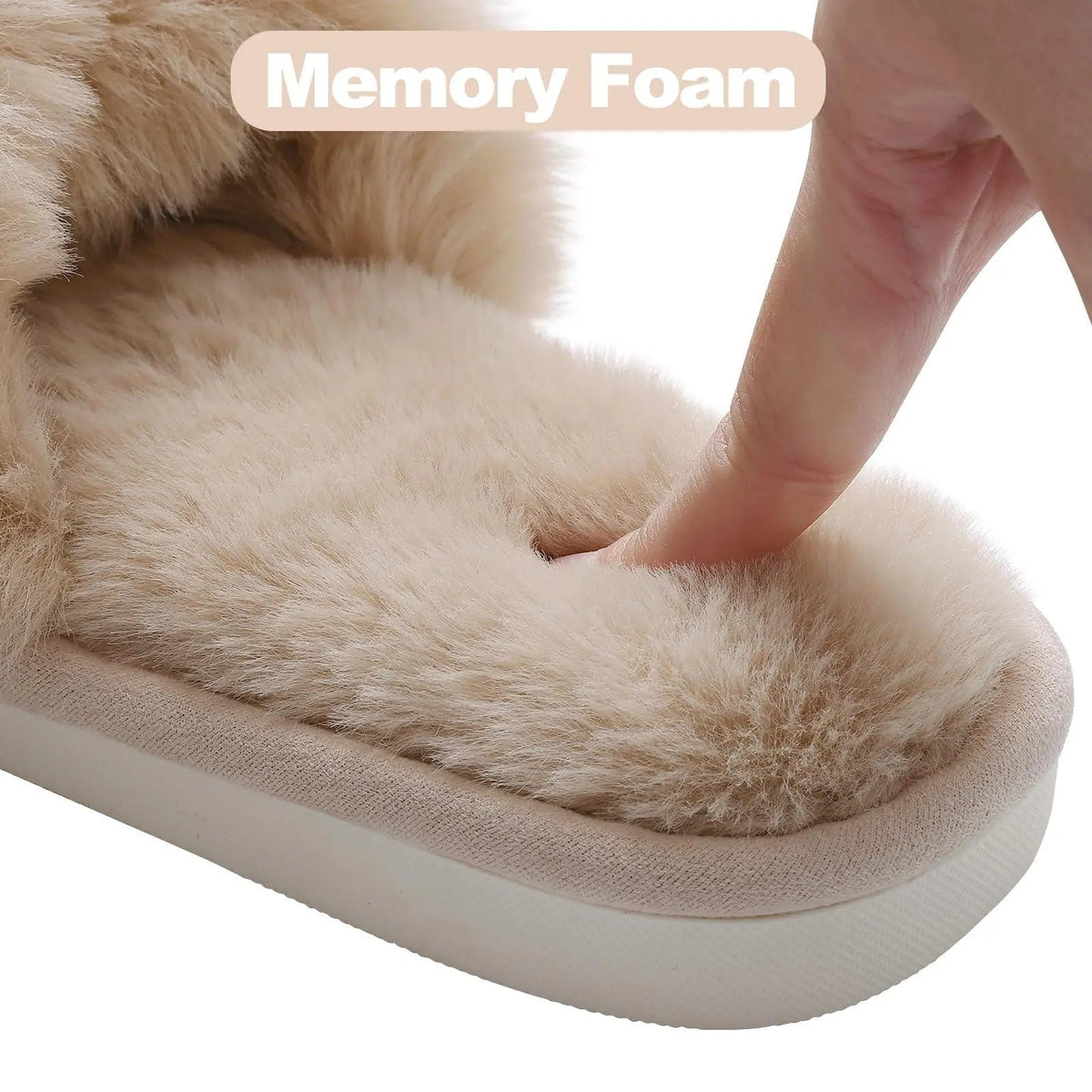 Velmesta Cross-Band Plush Slippers