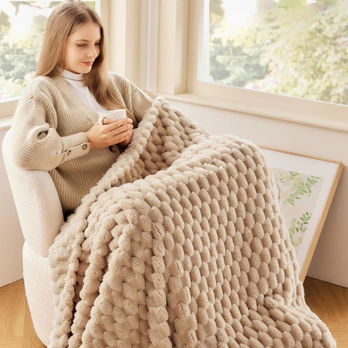 Velmesta 3D Cloud Jacquard Fleece Blanket view 7