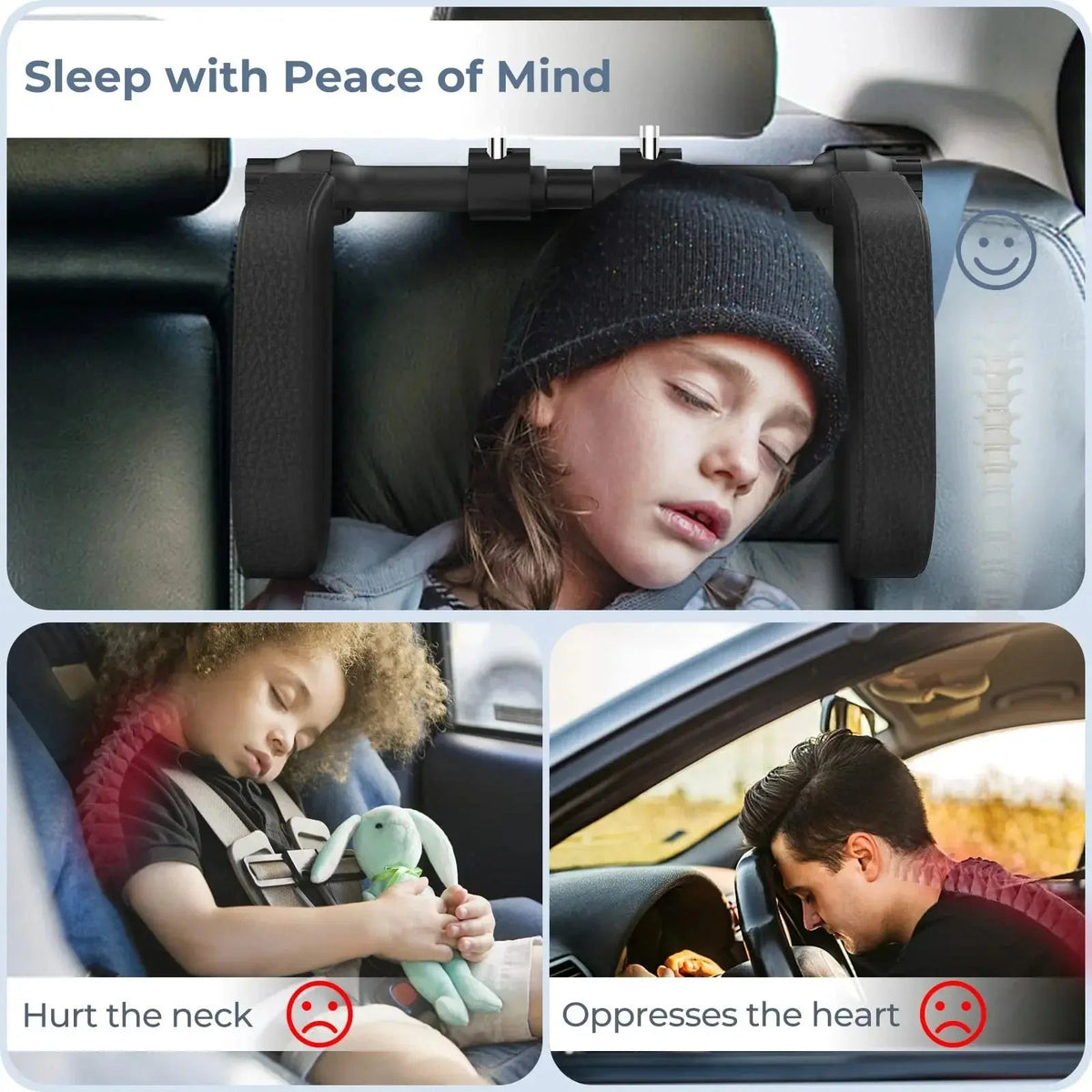 Velmesta Adjustable Car Headrest Pillow for Kids & Adults view 3