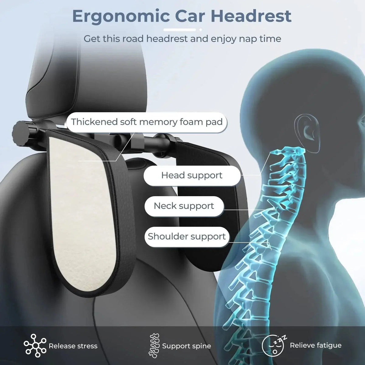 Velmesta Adjustable Car Headrest Pillow for Kids & Adults view 5