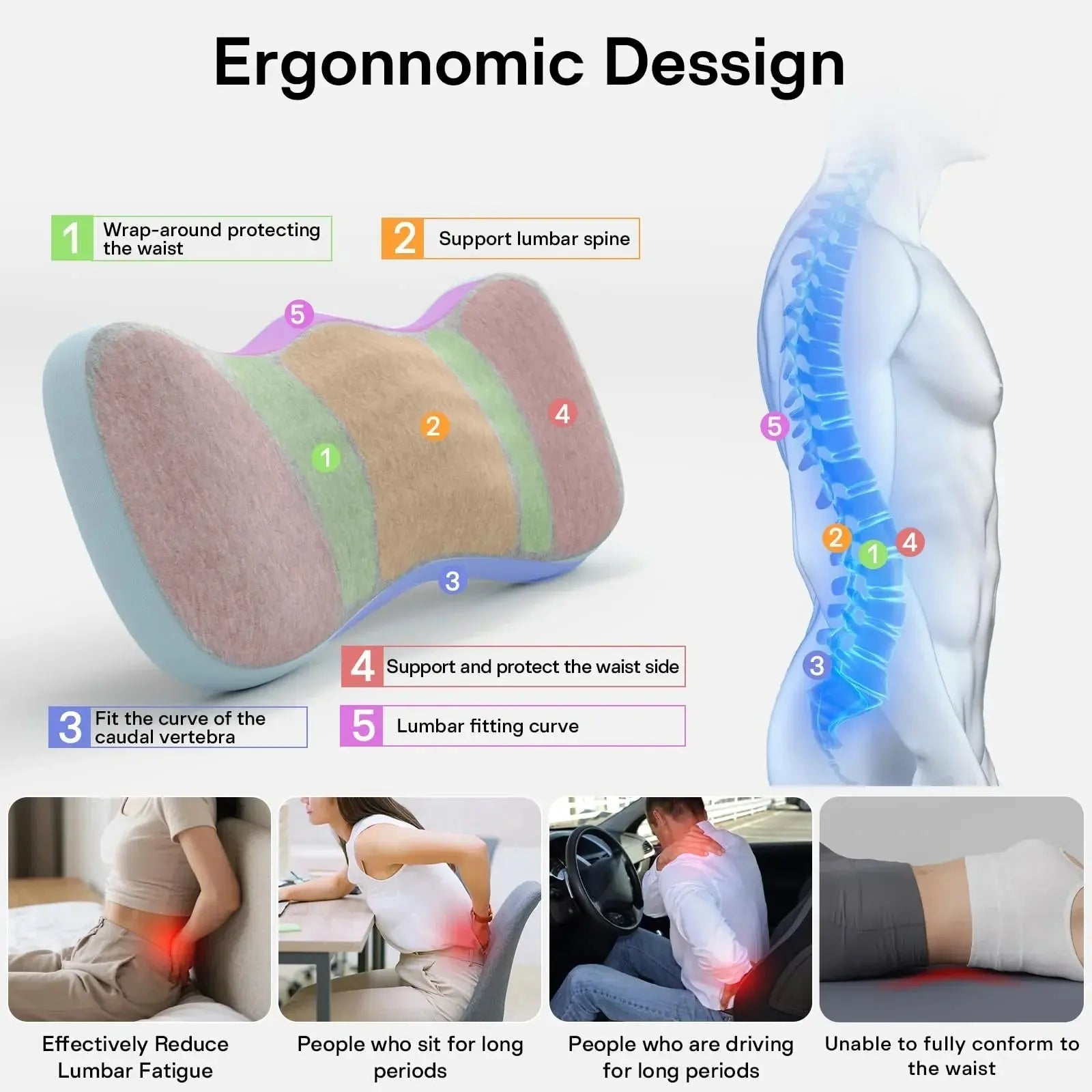 Velmesta Ergonomic Lumbar Support Cushion