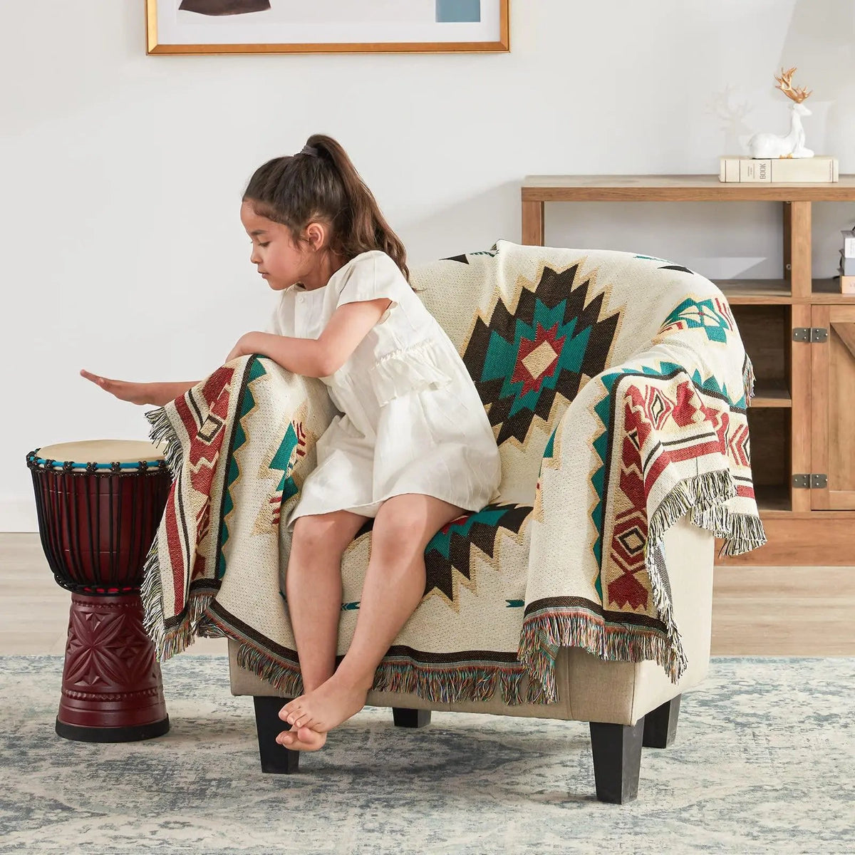 Velmesta Aztec Boho Woven Throw Blanket view 2