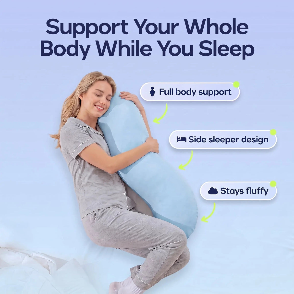 Velmesta Pea Pod Snuggle Pillow for Side Sleepers - view 8