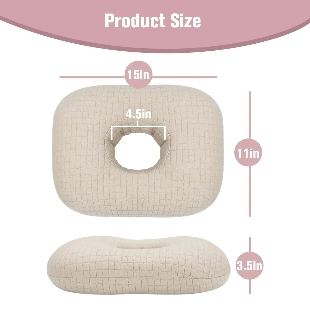 Velmesta Quilted Cotton Ear Pillow with Hole view 3