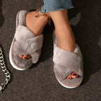 Velmesta Cross-Band Plush Slippers