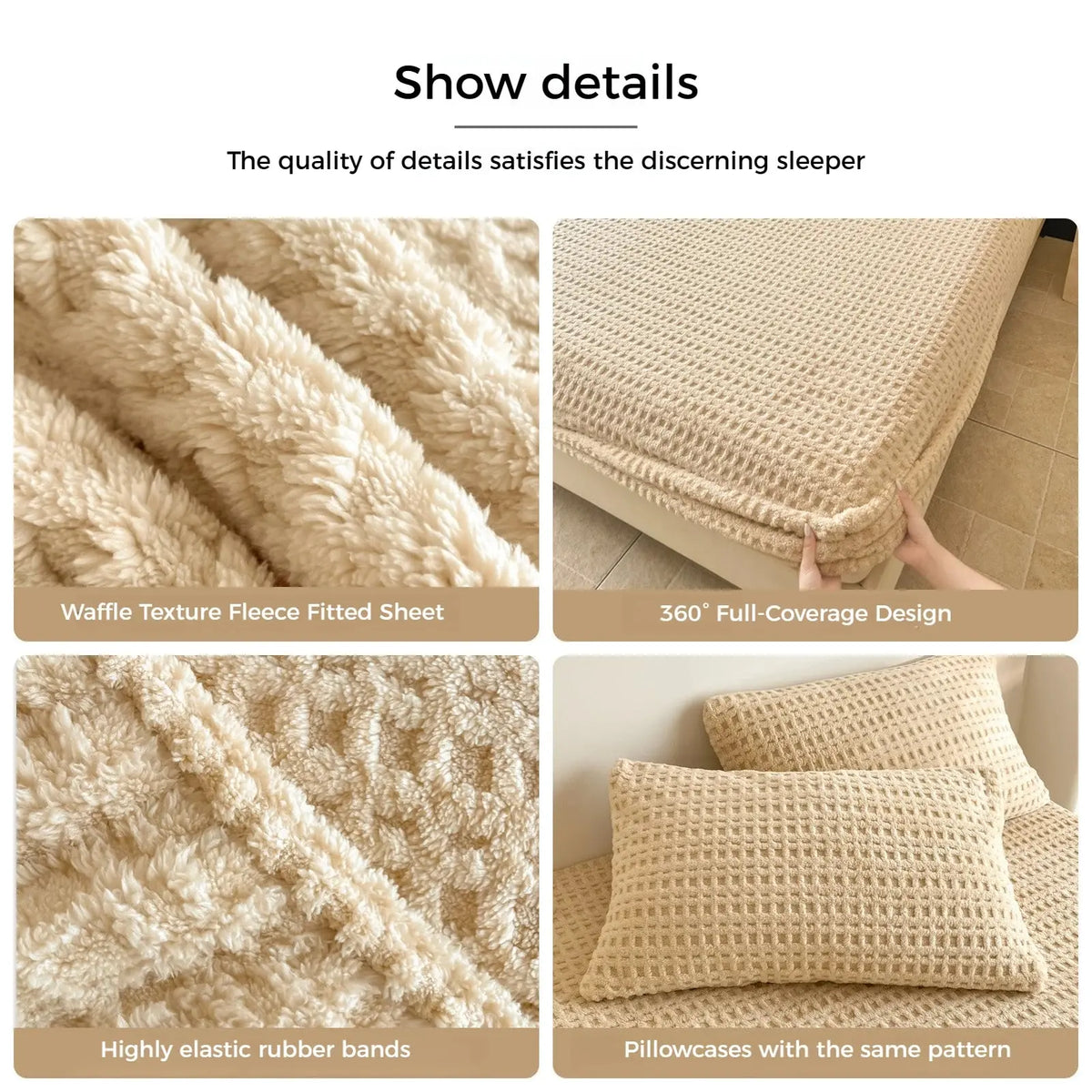 Velmesta Plush Waffle Fleece Fitted Sheet
