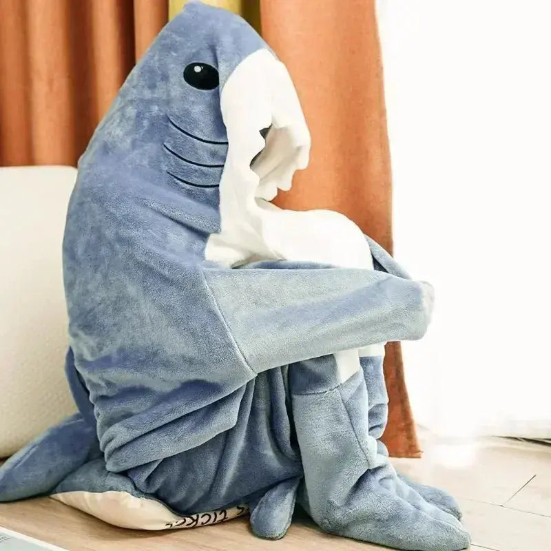 Velmesta Cartoon Shark Hoodie Blanket