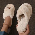 Velmesta Cross-Band Plush Slippers