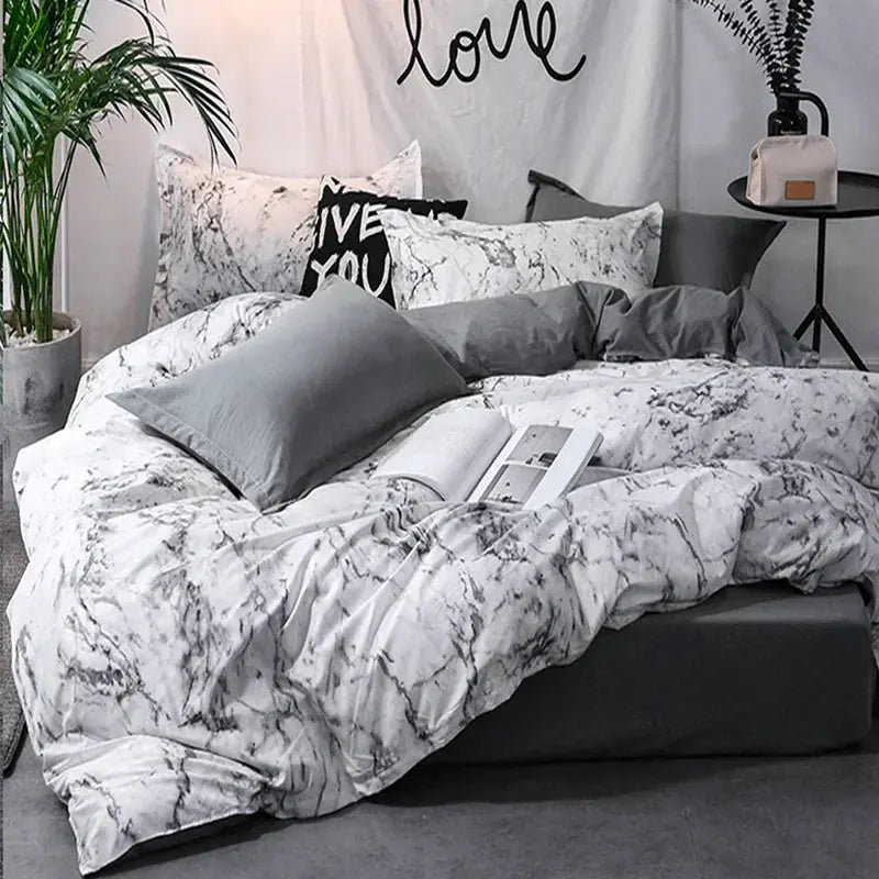 Velmesta Modern Marble Print Duvet Cover Set - view 6