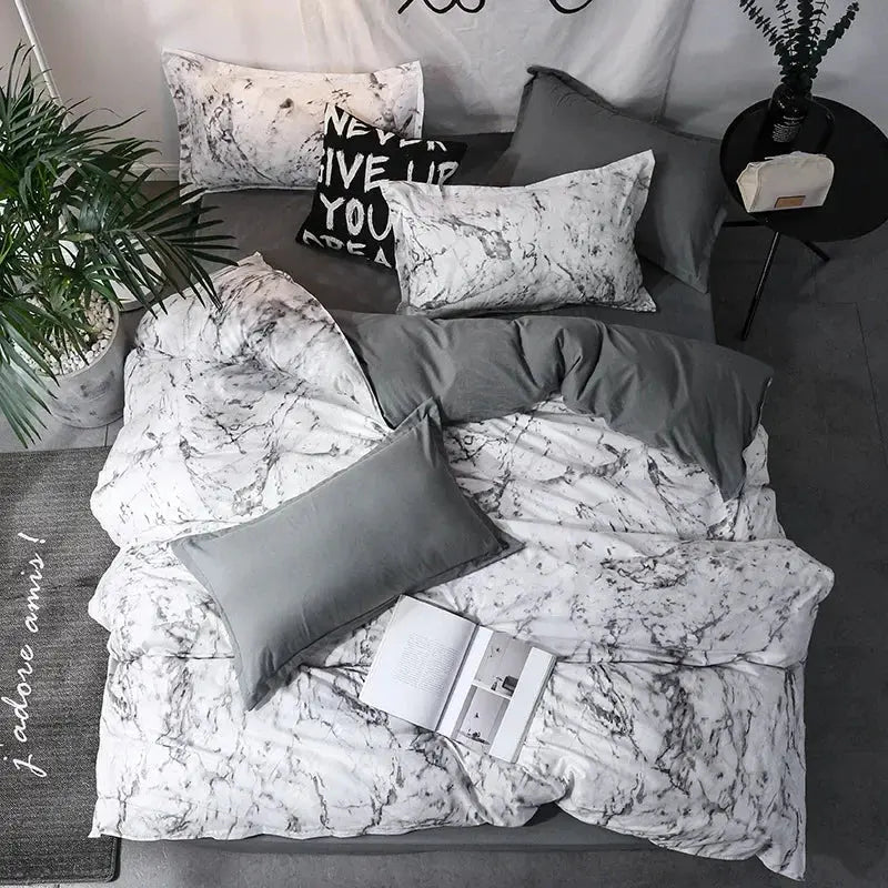 Velmesta Modern Marble Print Duvet Cover Set - view 7