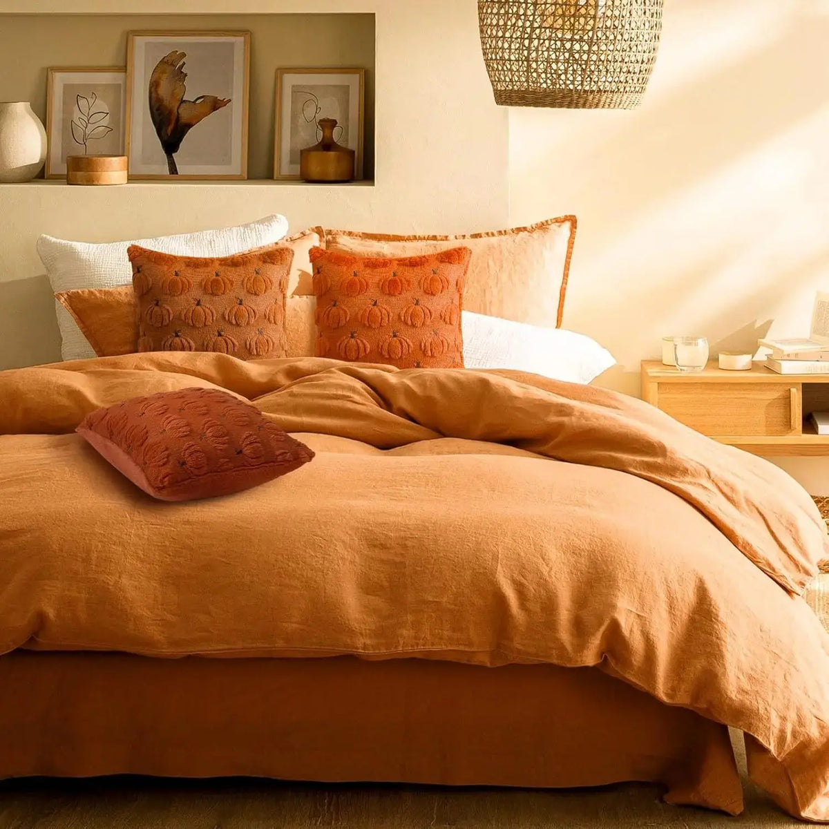 Velmesta Embroidered Pumpkin Cushion Covers
