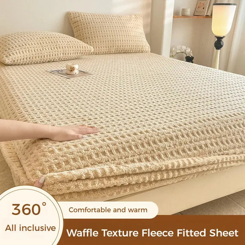 Velmesta Plush Waffle Fleece Fitted Sheet