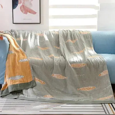 Velmesta Airy Fish Muslin Throw Blanket