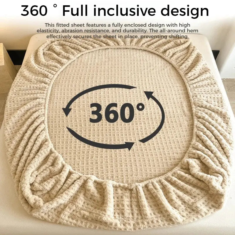 Velmesta Plush Waffle Fleece Fitted Sheet