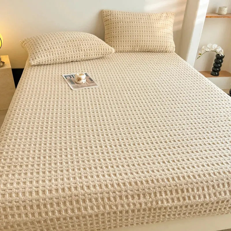 Velmesta Plush Waffle Fleece Fitted Sheet