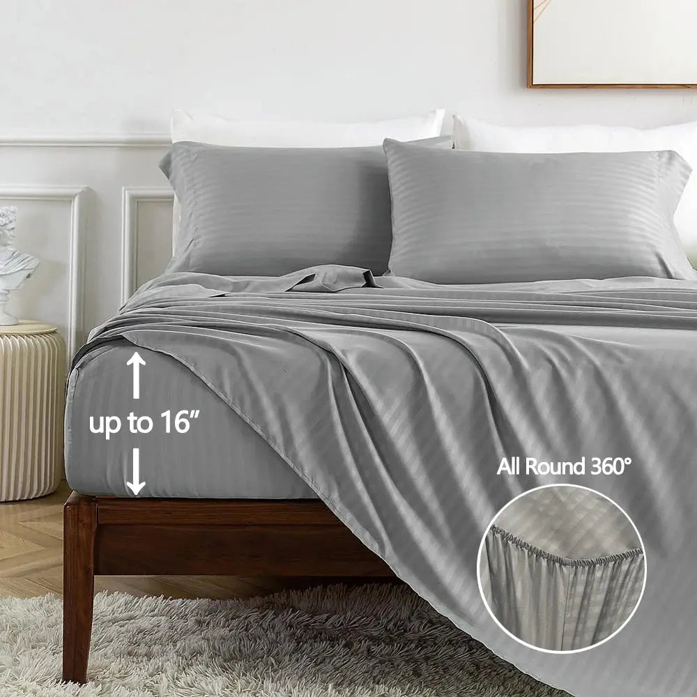 Velmesta Coordinated Solid Stripe Sheet Set