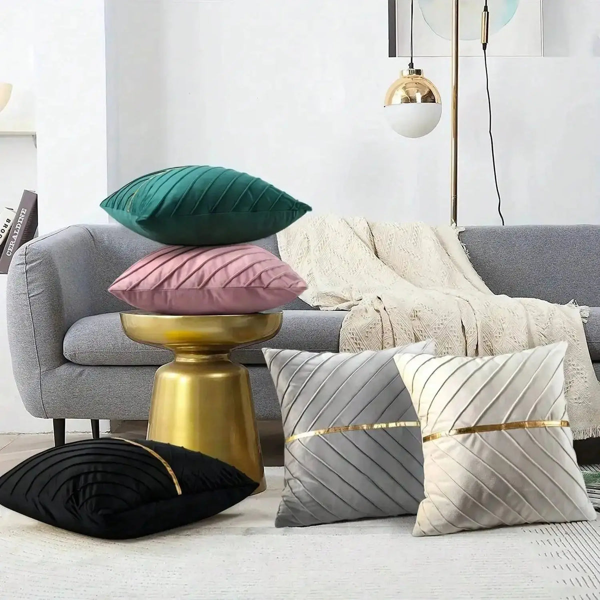 Velmesta Polished Geometric Velvet Pillow Cover