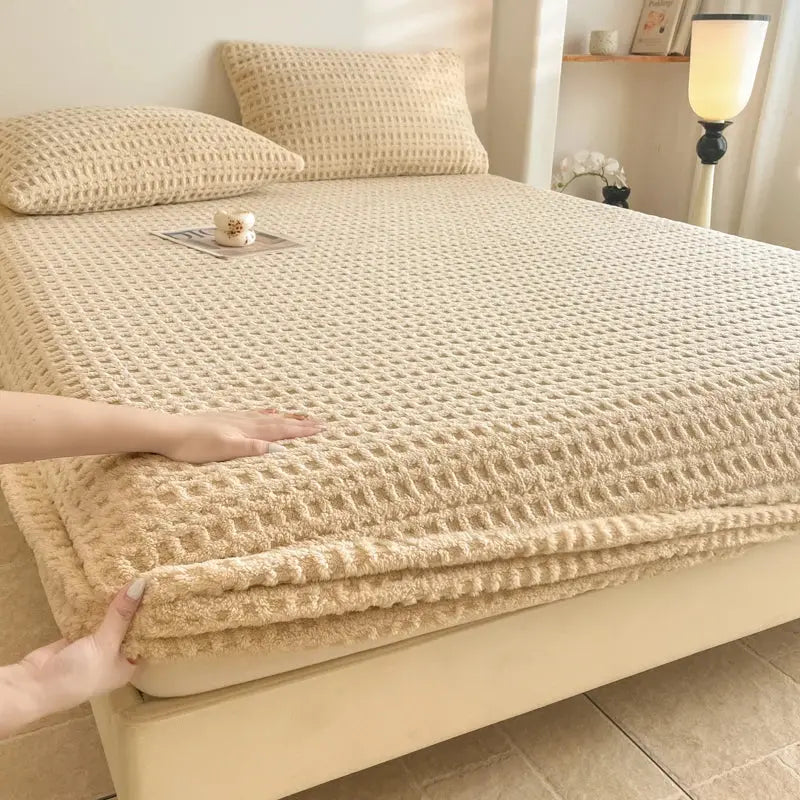 Velmesta Plush Waffle Fleece Fitted Sheet
