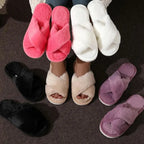 Velmesta Cross-Band Plush Slippers