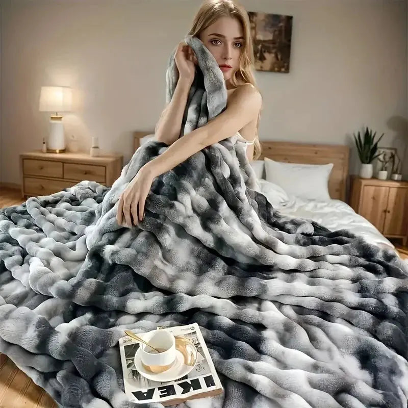 Velmesta Faux Rabbit Fur Throw Blanket view 5