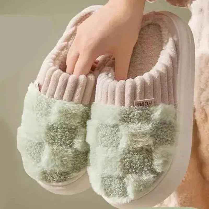 Velmesta Checkered Fuzzy House Slippers view 2