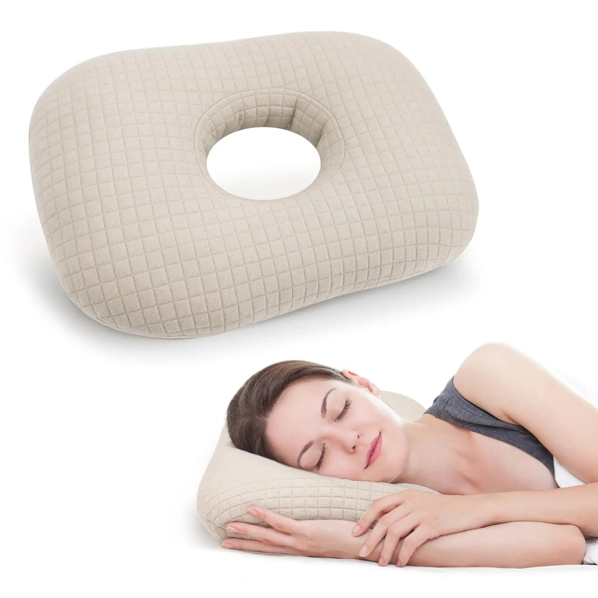 Velmesta Quilted Cotton Ear Pillow with Hole