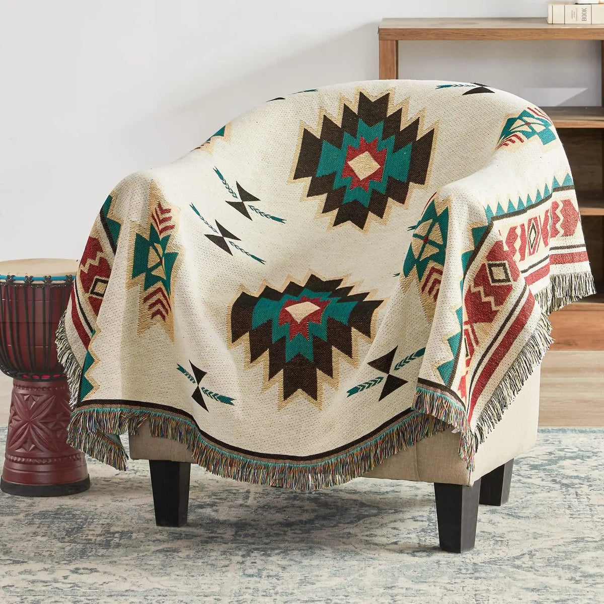 Velmesta Aztec Boho Woven Throw Blanket