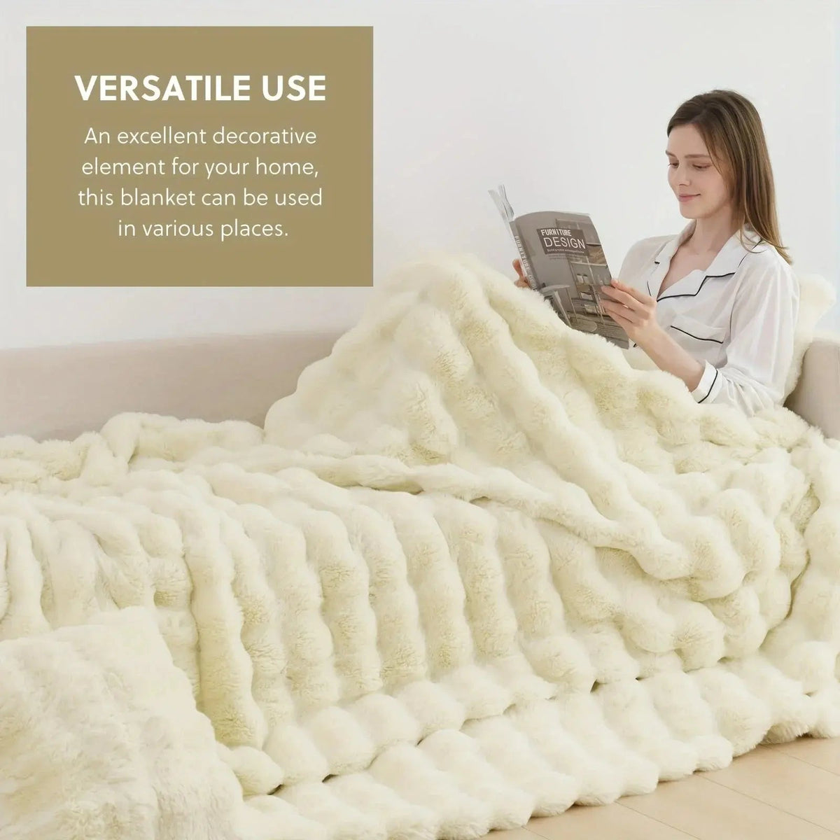 Velmesta Faux Rabbit Fur Throw Blanket view 9