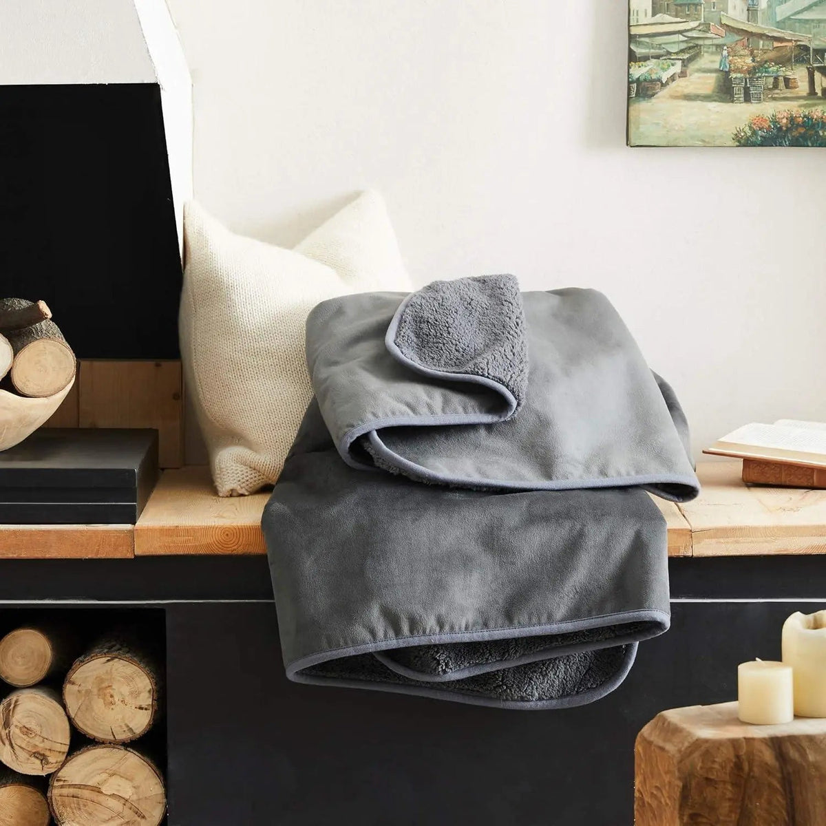 Velmesta Reversible Sherpa and Flannel Blanket view 2