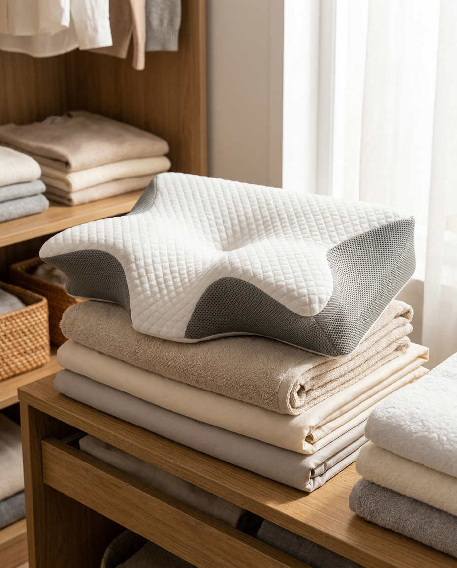Wave Contour Pillow folded linens banner