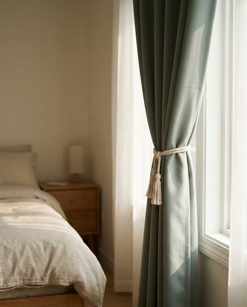 Velmesta Self-Adhesive Blackout Curtain hung over a window