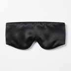 Velmesta Silk Sleep Mask studio product shot, black silk-satin wraparound band