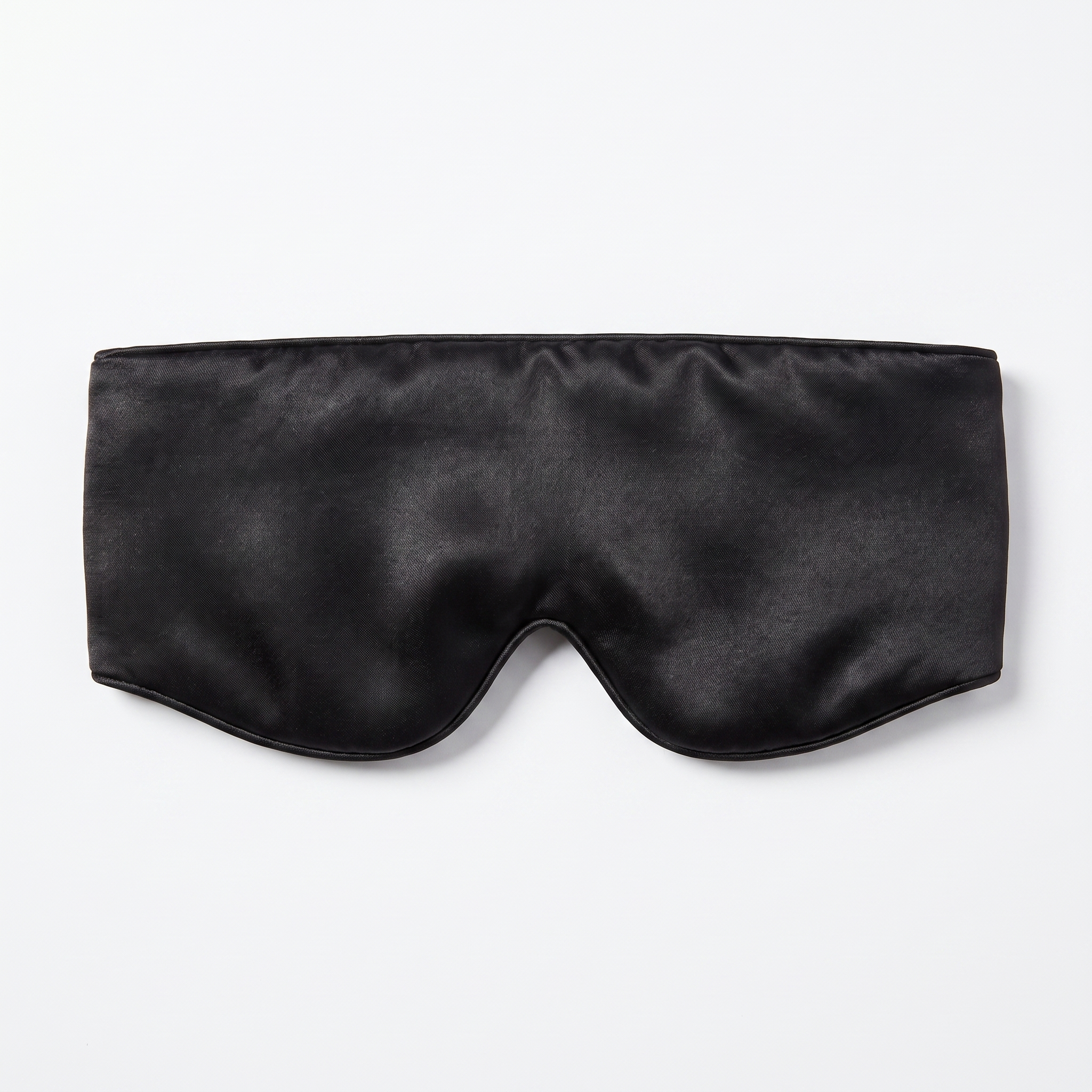 Velmesta Silk Sleep Mask studio product shot, black silk-satin wraparound band