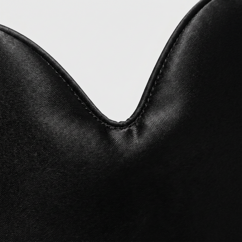 Macro close-up of the nose contour cutout on the Velmesta Silk Sleep Mask