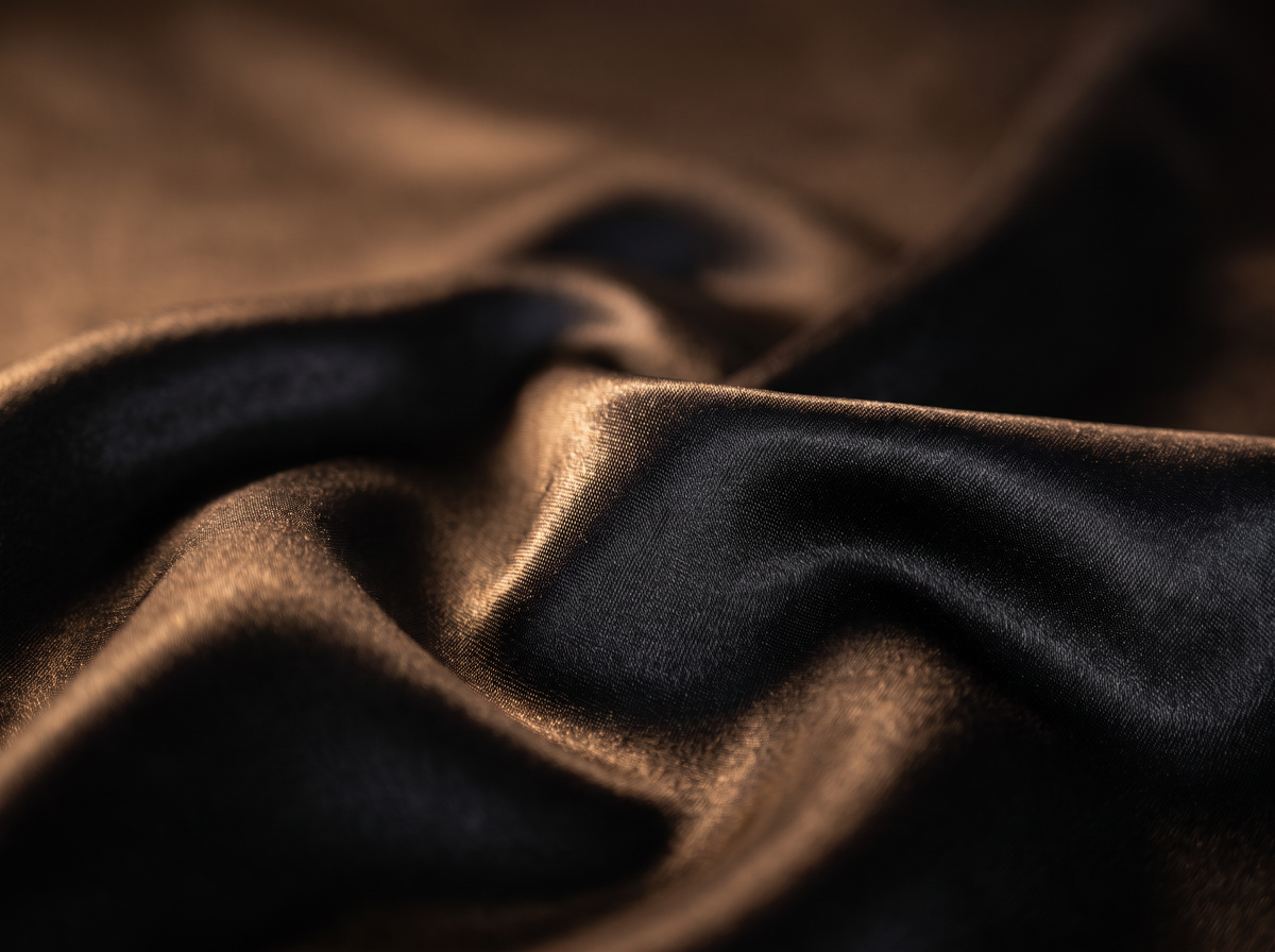 Close-up of black silk-satin fabric texture