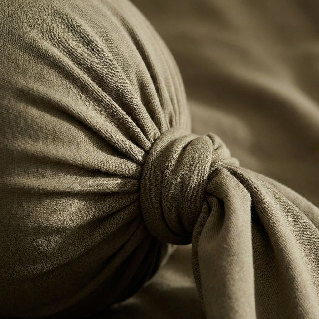 Close-up of the tied knot end and fabric texture