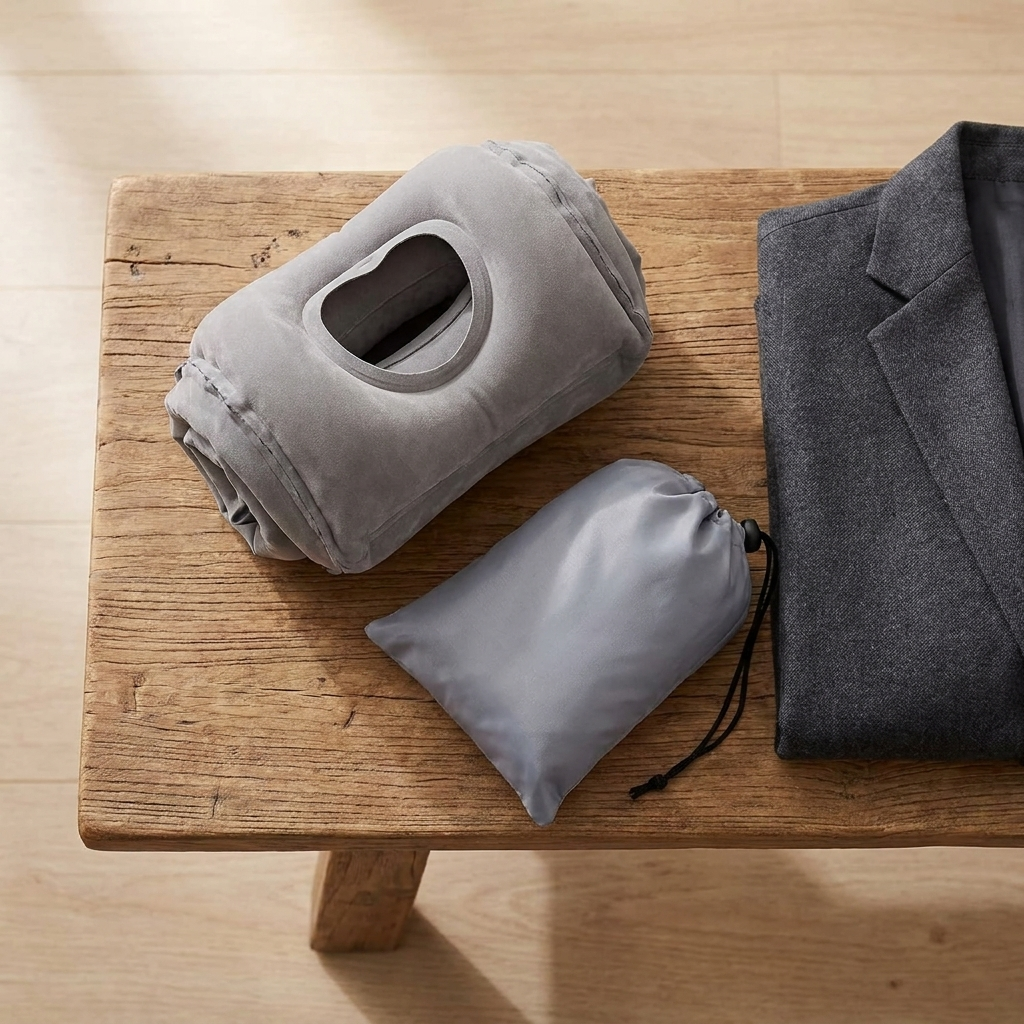 Velmesta Inflatable Travel Headrest - packed for travel banner