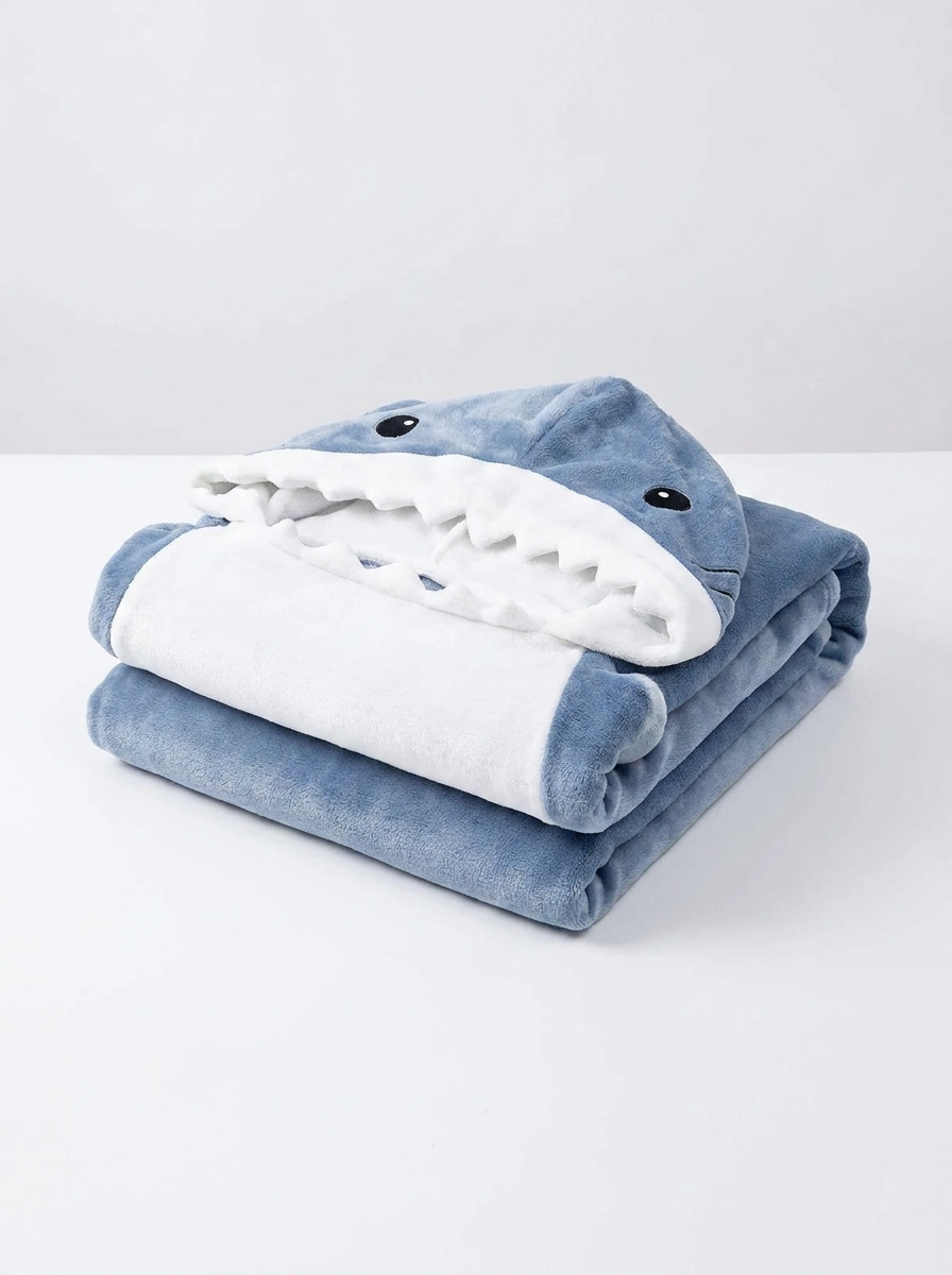 Velmesta Cartoon Shark Hoodie Blanket - Folds down like any hoodie