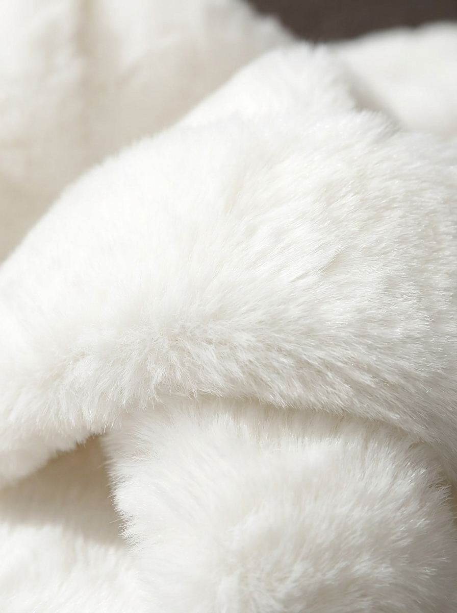 Velmesta Cross-Band Plush Slippers - The plush fabric, up close