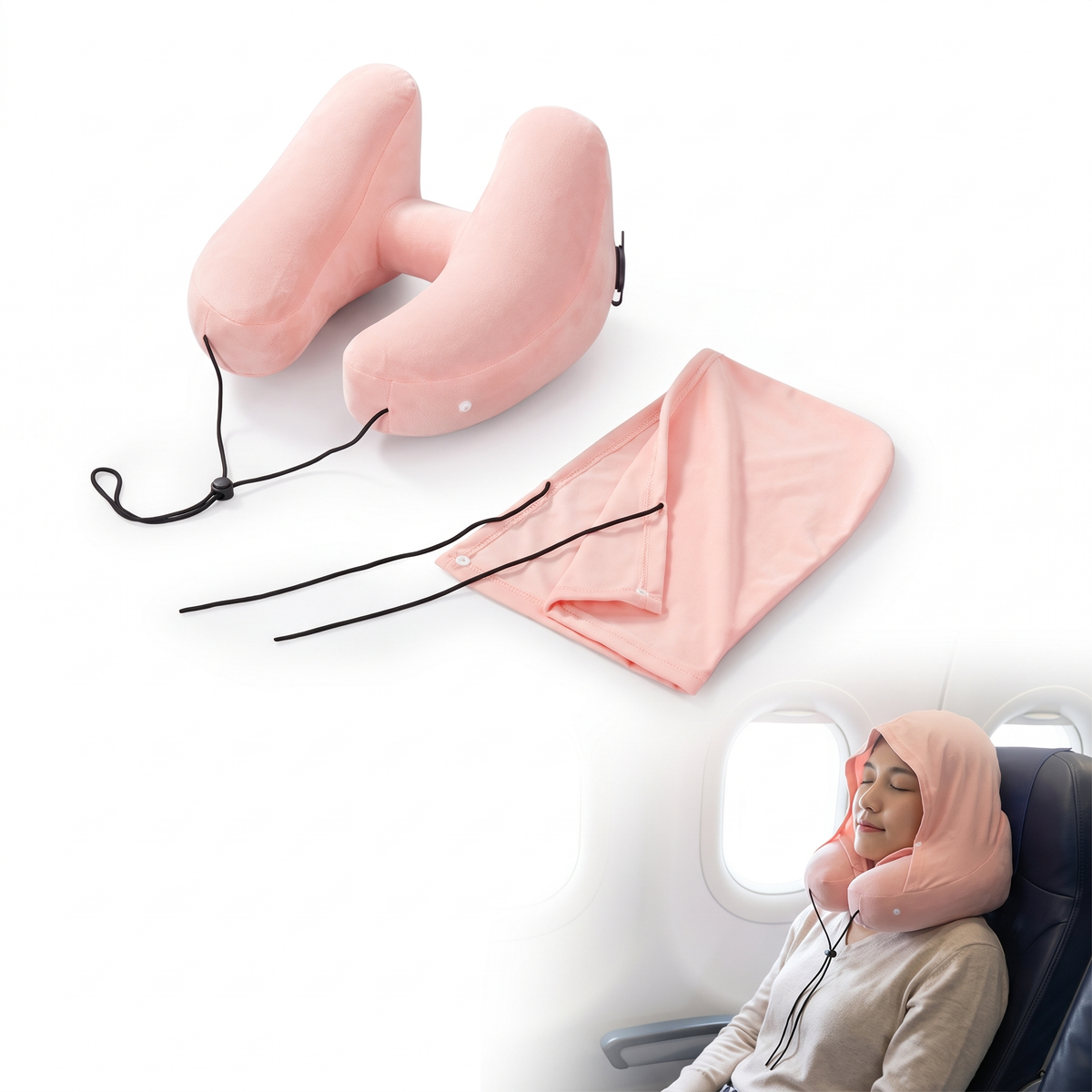 Velmesta Inflatable Hooded Travel Pillow