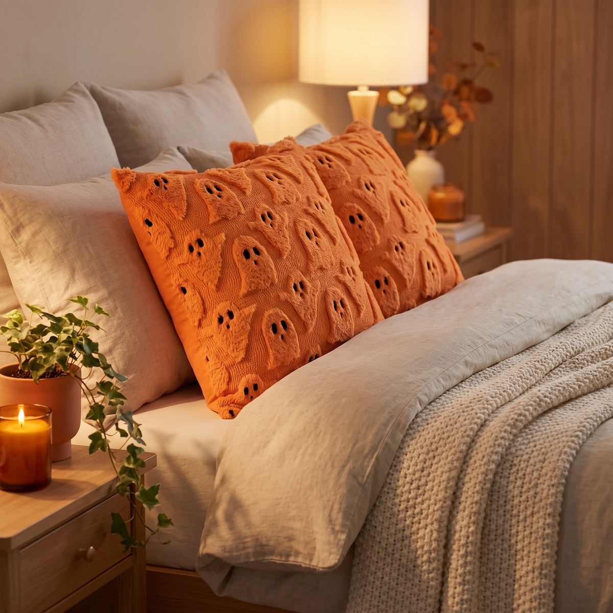 Velmesta Embroidered Ghost Cushion Covers