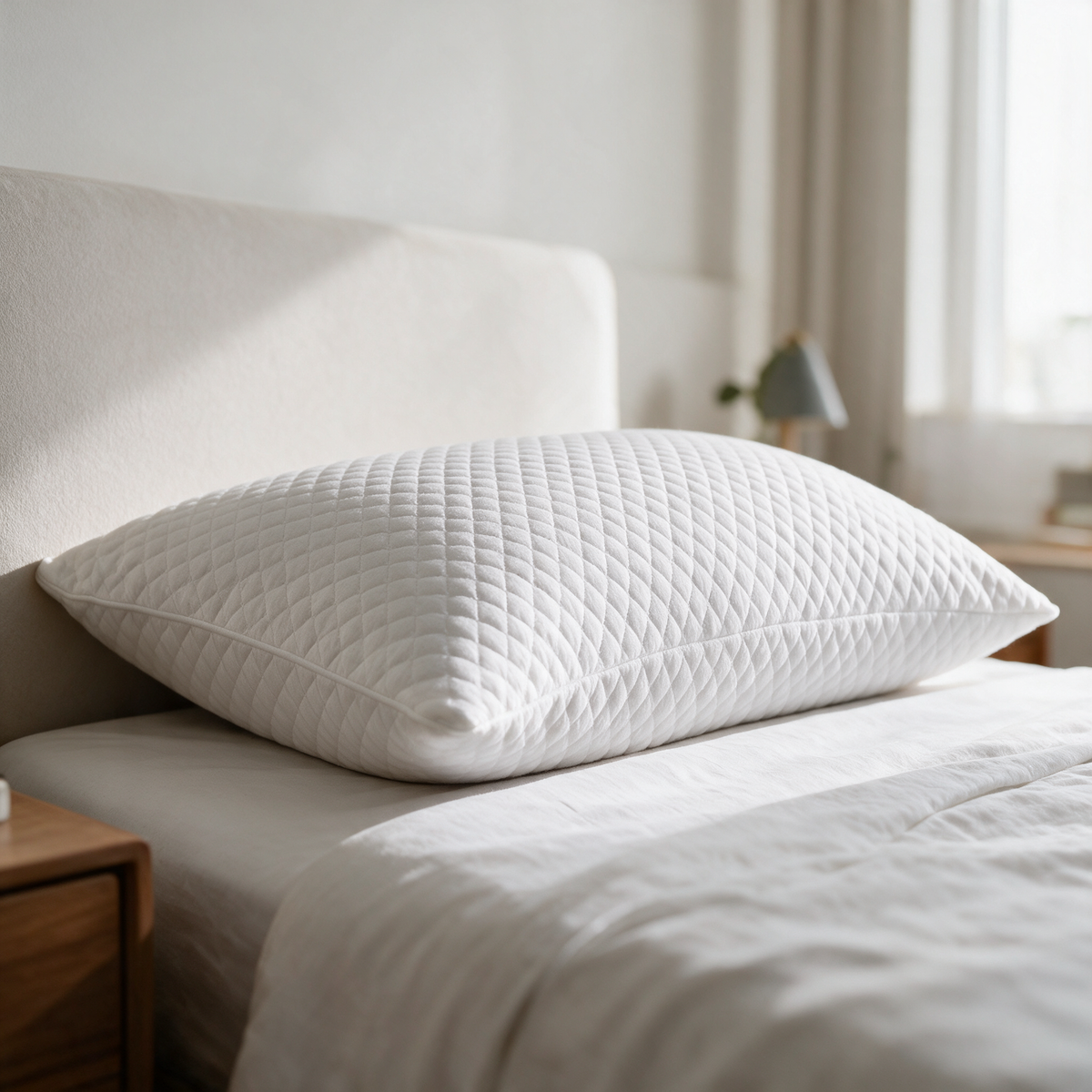 Velmesta Zero-Pressure Side Sleep Pillow - single quilted memory foam pillow