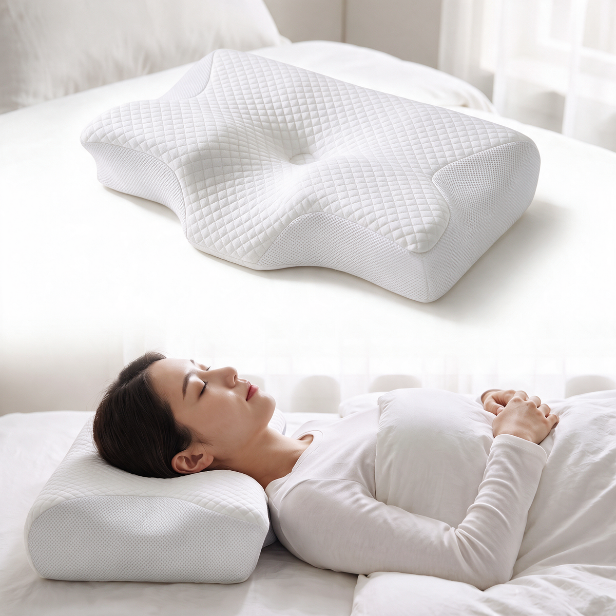Velmesta Cervical Contour Comfort Pillow - White